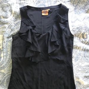 Tory Burch silk ruffled blouse navy
